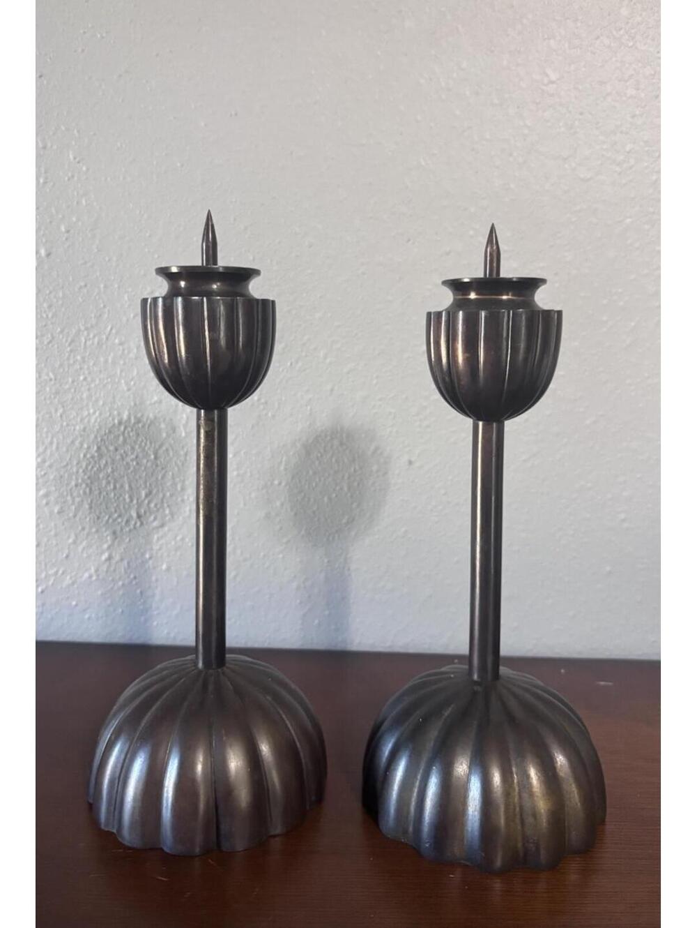 Beautiful Heavy Bronze Candle Holders Vintage 9.5” Tall ****SALE****
